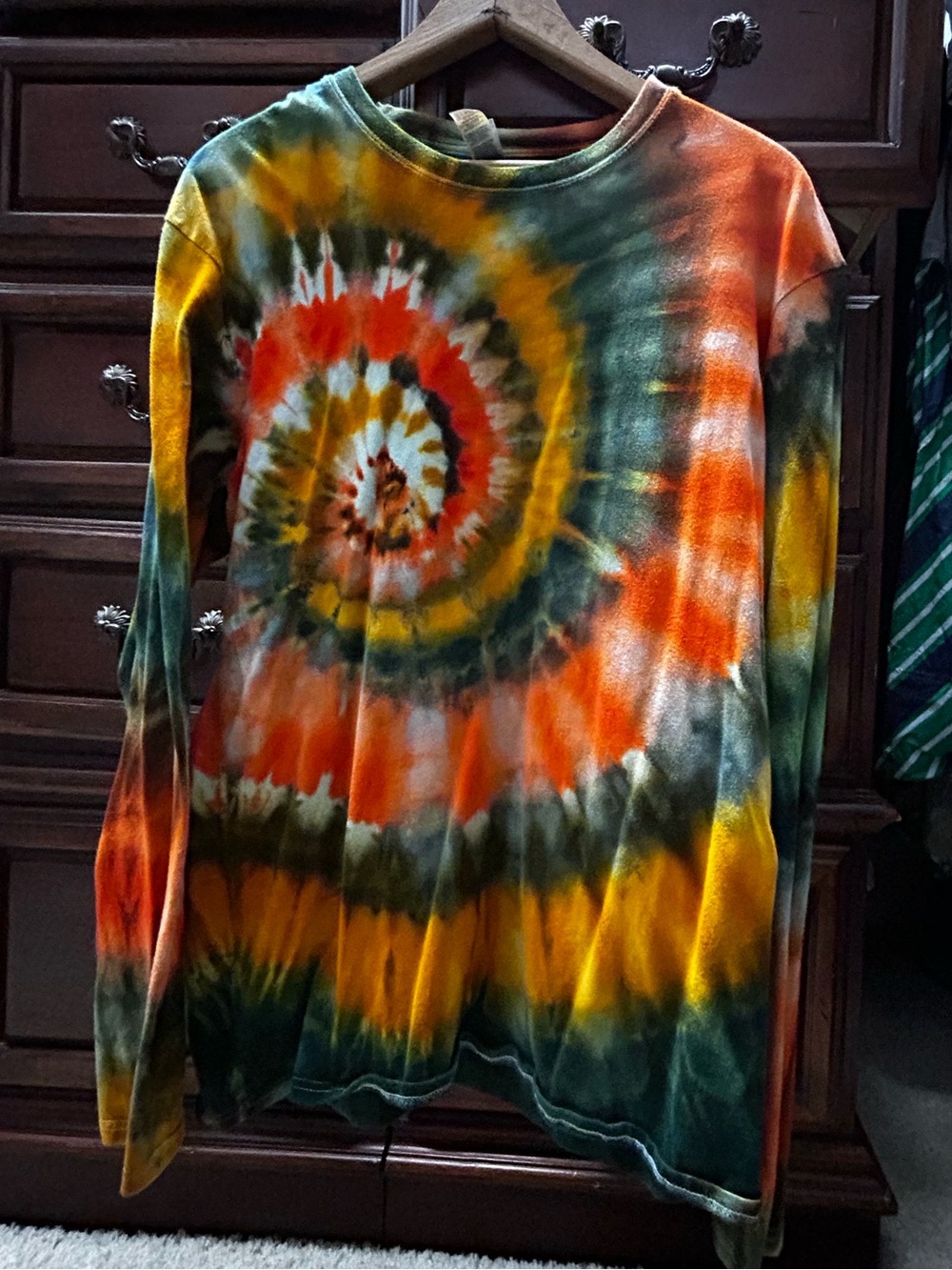 Gilden Long Tie Dye Sleeve Cotton Tee.